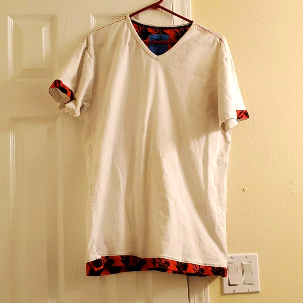 Pacific Blue V-neck White shirt with designs